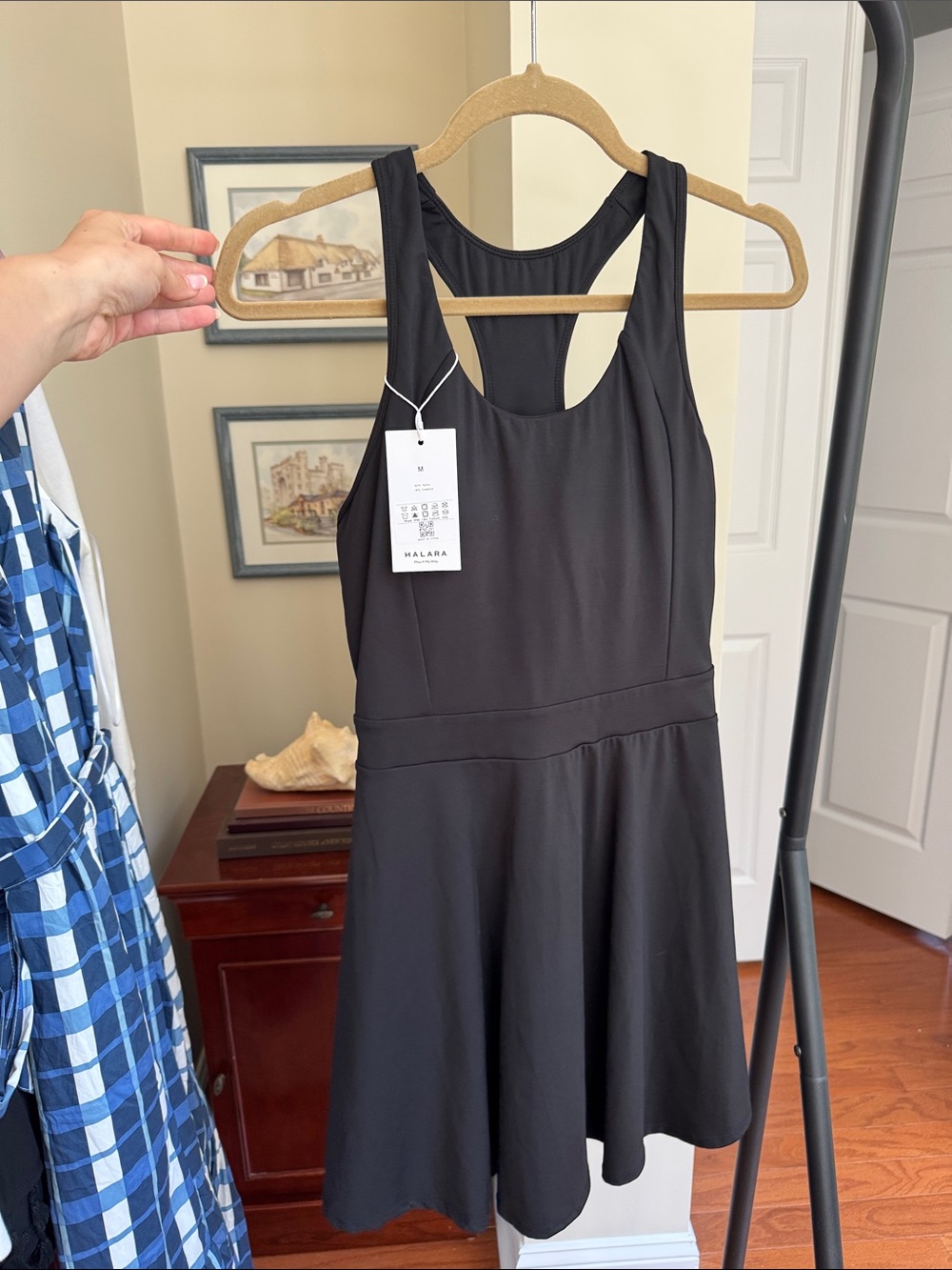 Halara Black Racerback Athletic Skater Mini Dress